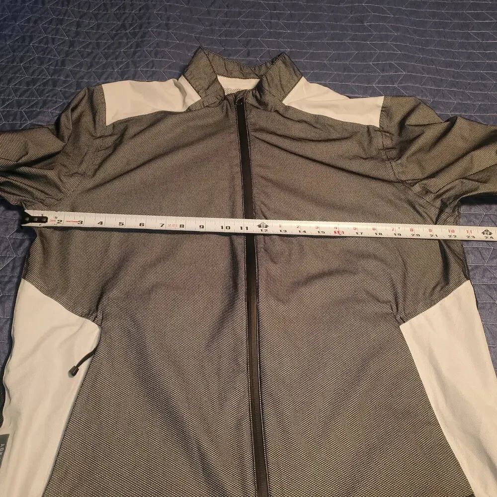adidas RAIN.RDY Mens Golf Rain Jacket Size M Gray Black White Waterproof NO HOOD